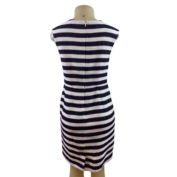Banana Republic Sleeveless Striped Dress Navy/Red/White Woven Sheath Size 6P - Picture 3 of 8